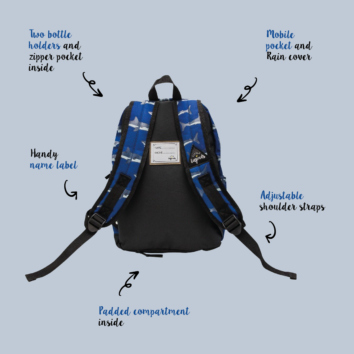 Little Legends Little Legends kinderrugzak Backpack L - Shark Mouth