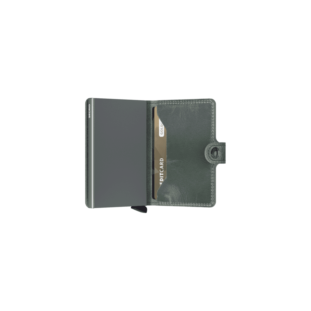 Secrid Secrid Mini Wallet Card Protector Vintage Sage leren uitschuifbare pasjeshouder