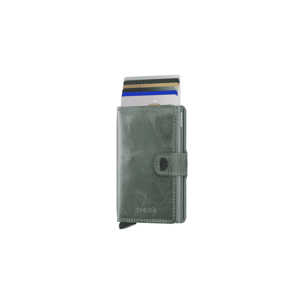 Secrid Secrid Mini Wallet Card Protector Vintage Sage leren uitschuifbare pasjeshouder