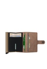 Secrid Secrid Mini Wallet Card Protector Vintage Taupe leren uitschuifbare pasjeshouder