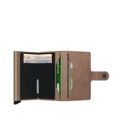 Secrid Secrid Mini Wallet Card Protector Vintage Taupe leren uitschuifbare pasjeshouder