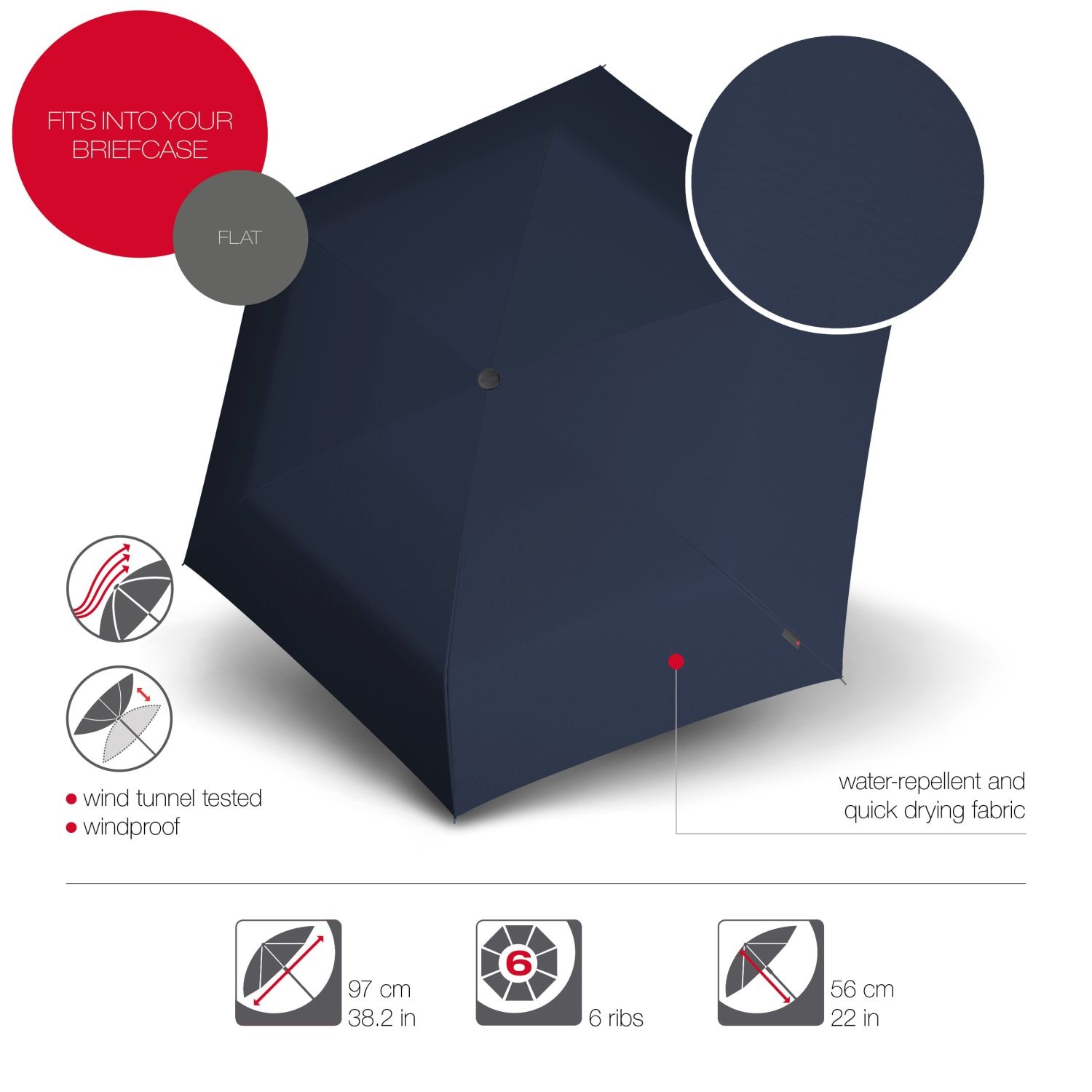 Knirps Knirps TS-200 Slim Medium Duomatic - Gatsby - Windproof Paraplu