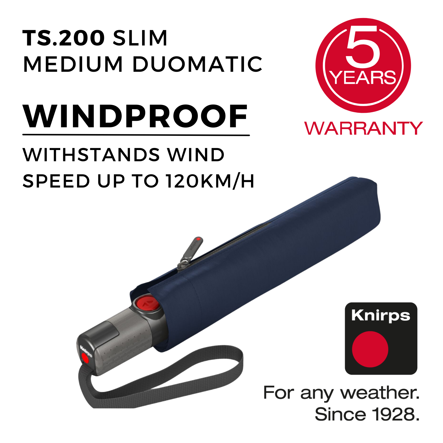 Knirps Knirps TS-200 Slim Medium Duomatic - Gatsby - Windproof Paraplu