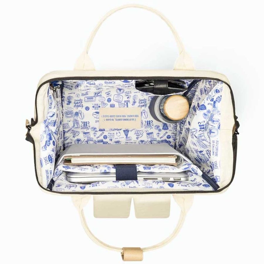 Cabaia Cabaia Adventurer Large school rugzak 15" laptopvak - Cape Town Creme