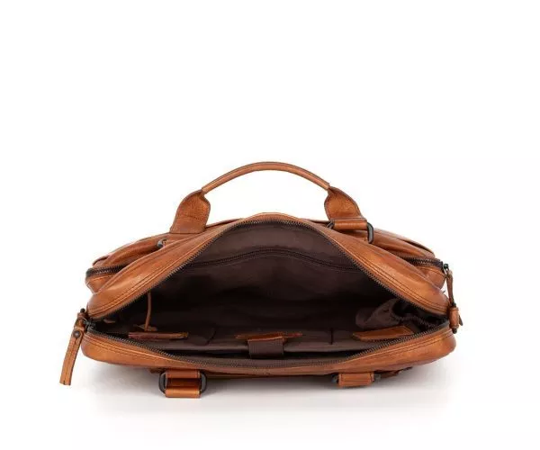 Spikes and Sparrow Spikes and Sparrow Steven Zachtleren 13.3" Laptoptas - Brandy Cognac