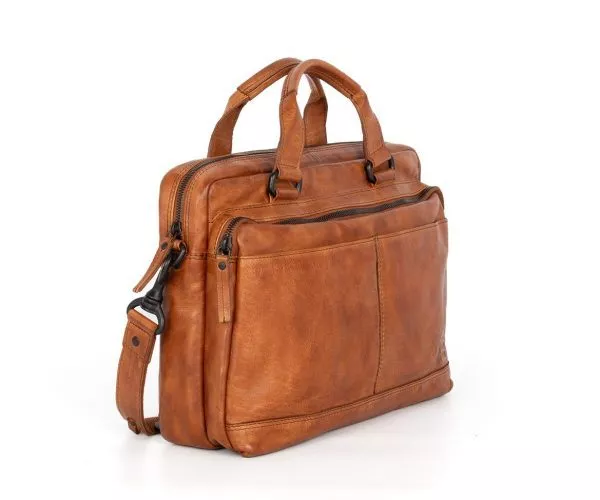 Spikes and Sparrow Spikes and Sparrow Steven Zachtleren 13.3" Laptoptas - Brandy Cognac