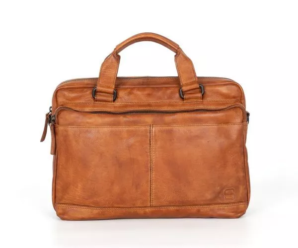 Spikes and Sparrow Spikes and Sparrow Steven Zachtleren 13.3" Laptoptas - Brandy Cognac