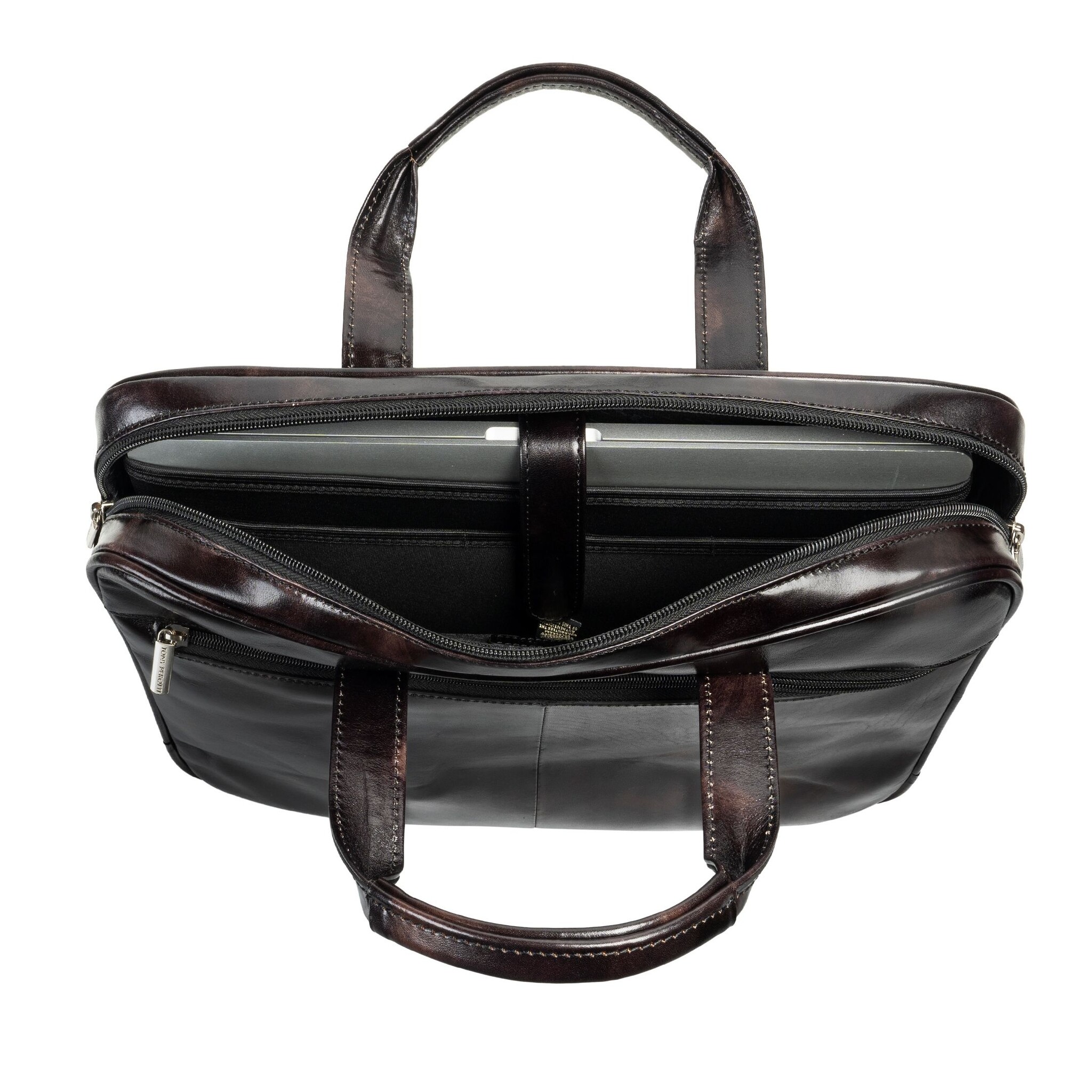 Tony Perotti Tony Perotti Italiaans leren 1 vaks laptoptas - Van Gogh - Black