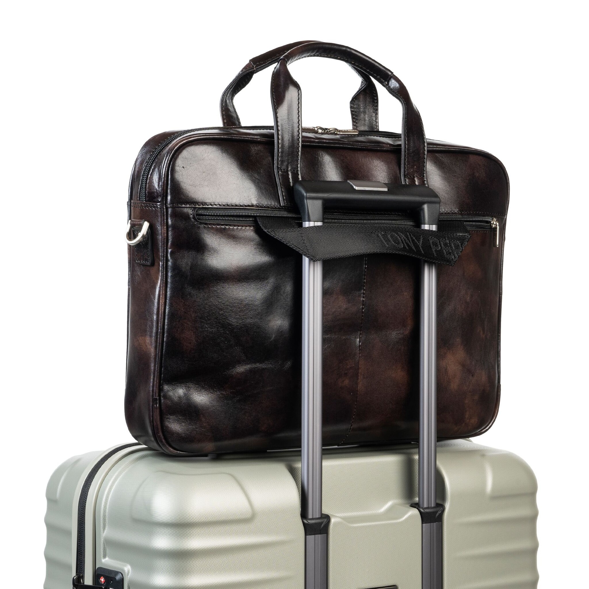 Tony Perotti Tony Perotti Italiaans leren 1 vaks laptoptas - Van Gogh - Black