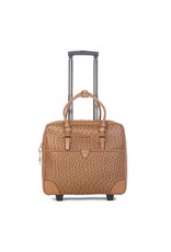 Olivia Lauren Olivia Lauren Kiara Cognac – Stijlvolle dames laptoptrolley 17 inch struisvogel print
