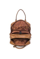 Olivia Lauren Olivia Lauren Kiara Cognac – Stijlvolle dames laptoptrolley 17 inch struisvogel print