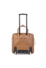 Olivia Lauren Olivia Lauren Kiara Cognac – Stijlvolle dames laptoptrolley 17 inch struisvogel print