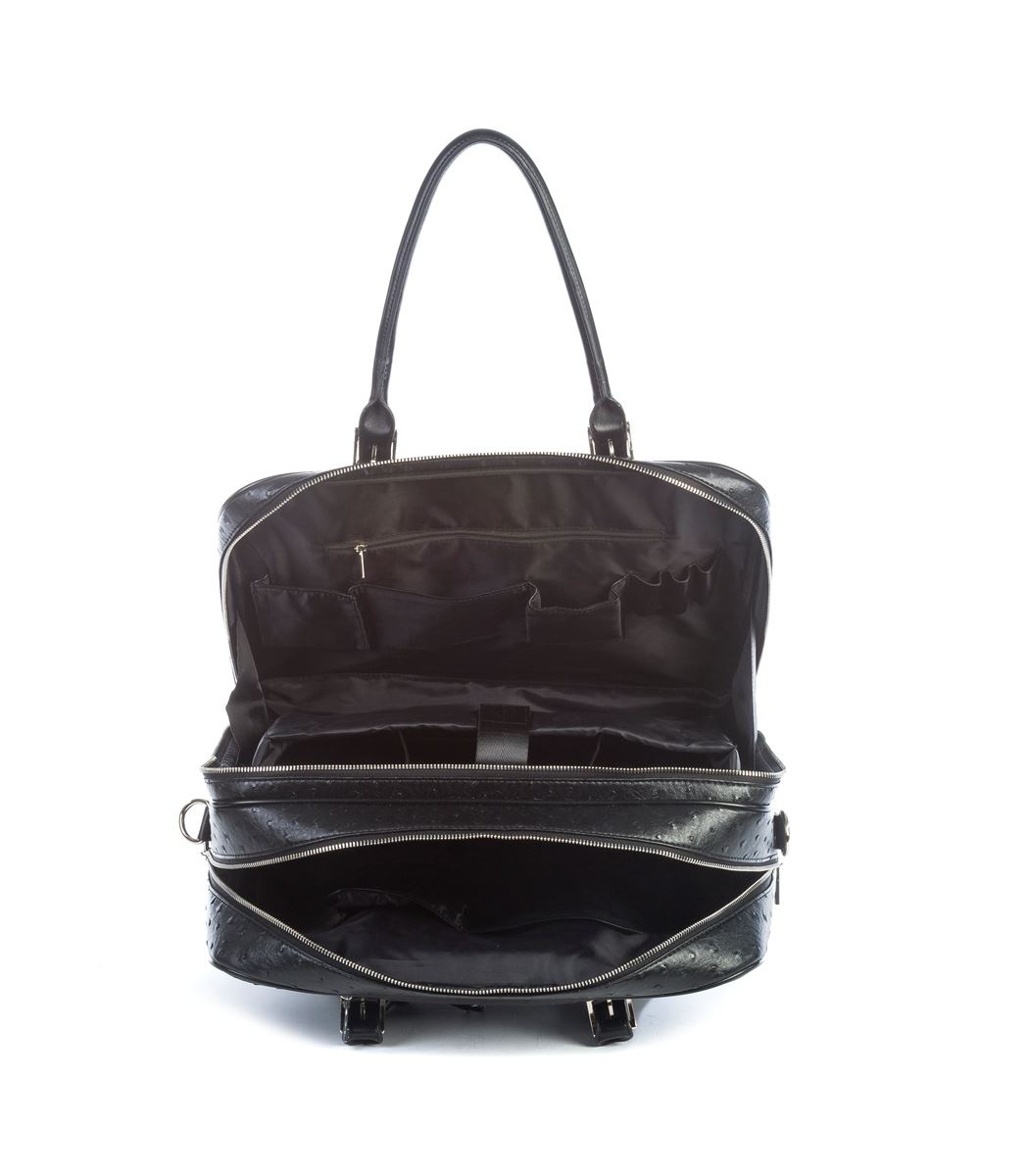 Olivia Lauren Olivia Lauren Nero Black – Stijlvolle dames laptoptrolley 17 inch struisvogel print