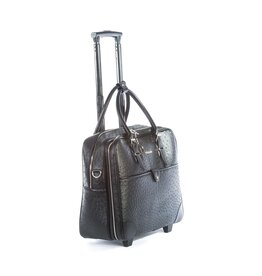 Olivia Lauren Olivia Lauren Nero Black – Stijlvolle dames laptoptrolley 17 inch struisvogel print