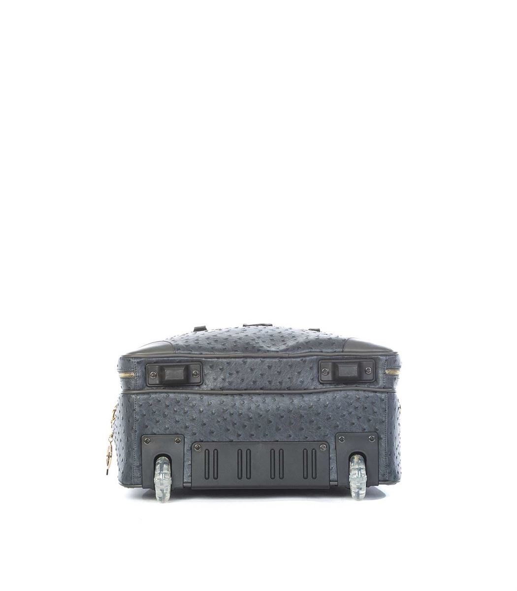 Olivia Lauren Olivia Lauren Milan Grijs – Stijlvolle dames laptoptrolley 17 inch struisvogel print