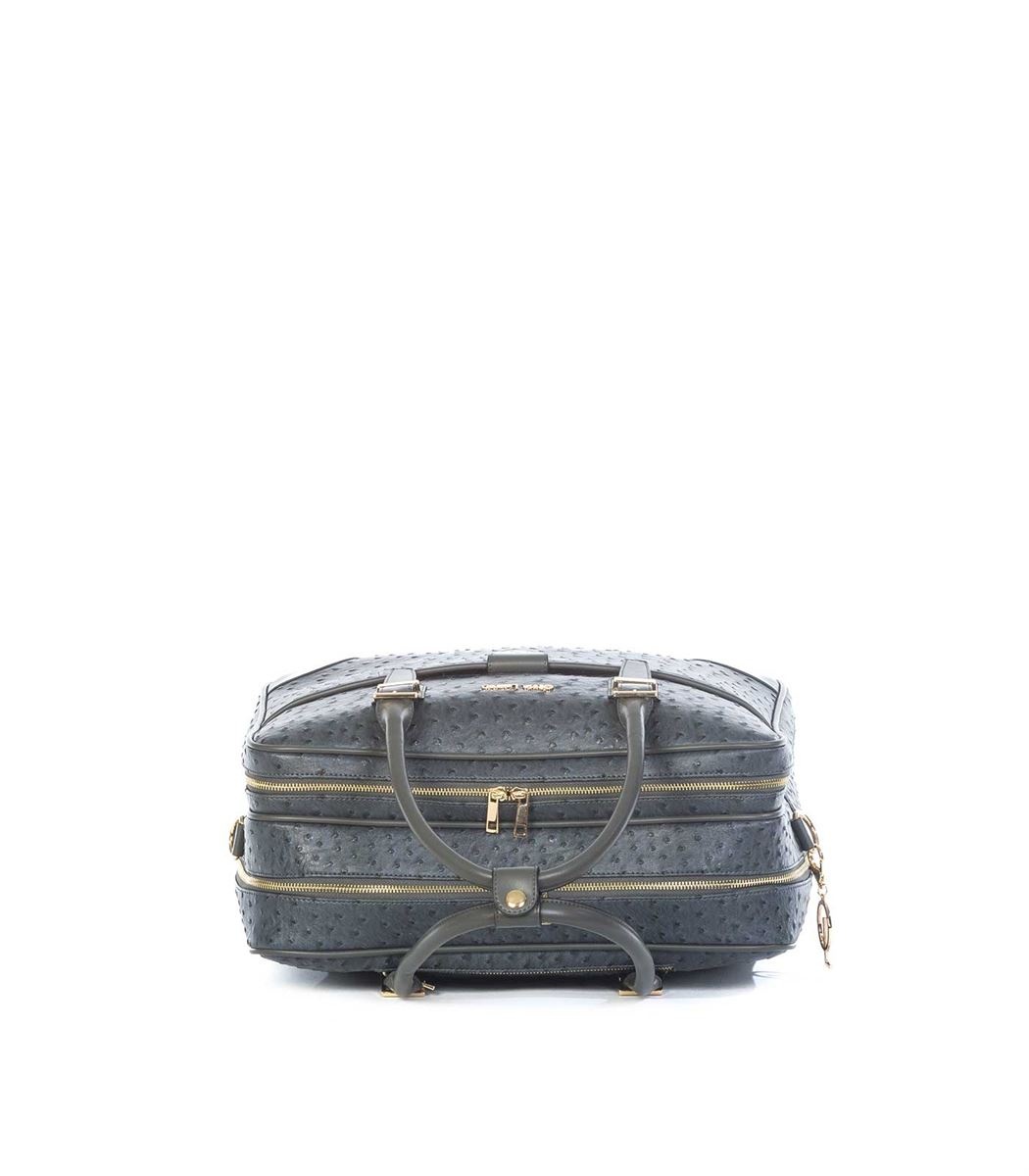 Olivia Lauren Olivia Lauren Milan Grijs – Stijlvolle dames laptoptrolley 17 inch struisvogel print