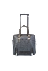 Olivia Lauren Olivia Lauren Milan Grijs – Stijlvolle dames laptoptrolley 17 inch struisvogel print
