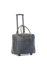 Olivia Lauren Olivia Lauren Milan Grijs – Stijlvolle dames laptoptrolley 17 inch struisvogel print