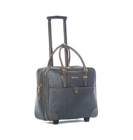 Olivia Lauren Olivia Lauren Milan Grijs – Stijlvolle dames laptoptrolley 17 inch struisvogel print