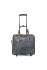 Olivia Lauren Olivia Lauren Milan Grijs – Stijlvolle dames laptoptrolley 17 inch struisvogel print