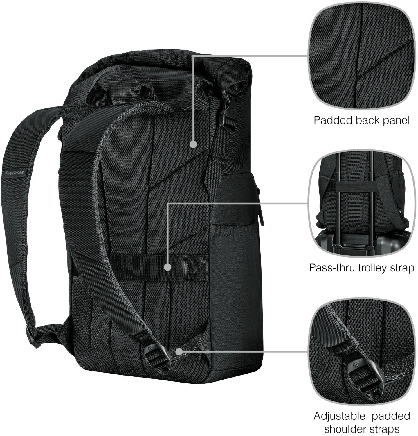 Wenger Wenger UrbanOne Roll Top 15.6" Laptoprugzak - Black