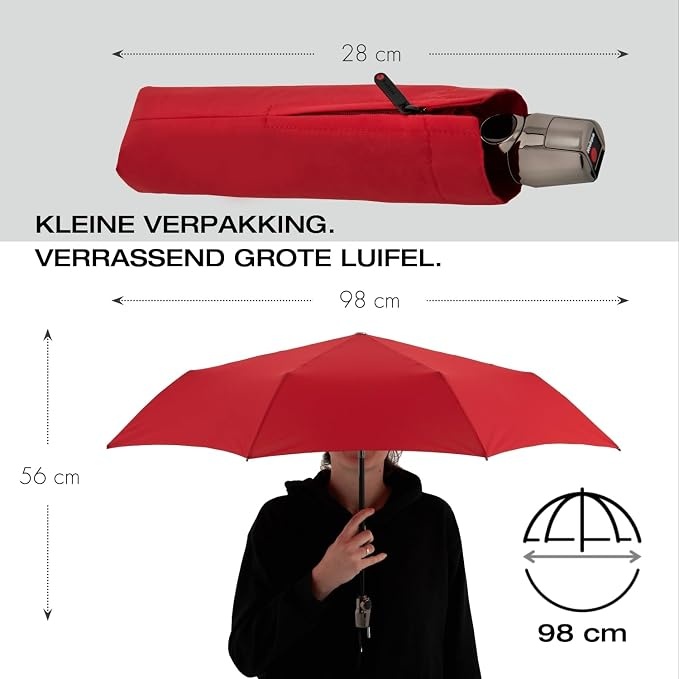 Knirps Knirps T-200 M Duomatic Windproof Paraplu - Red - Special Black Edition