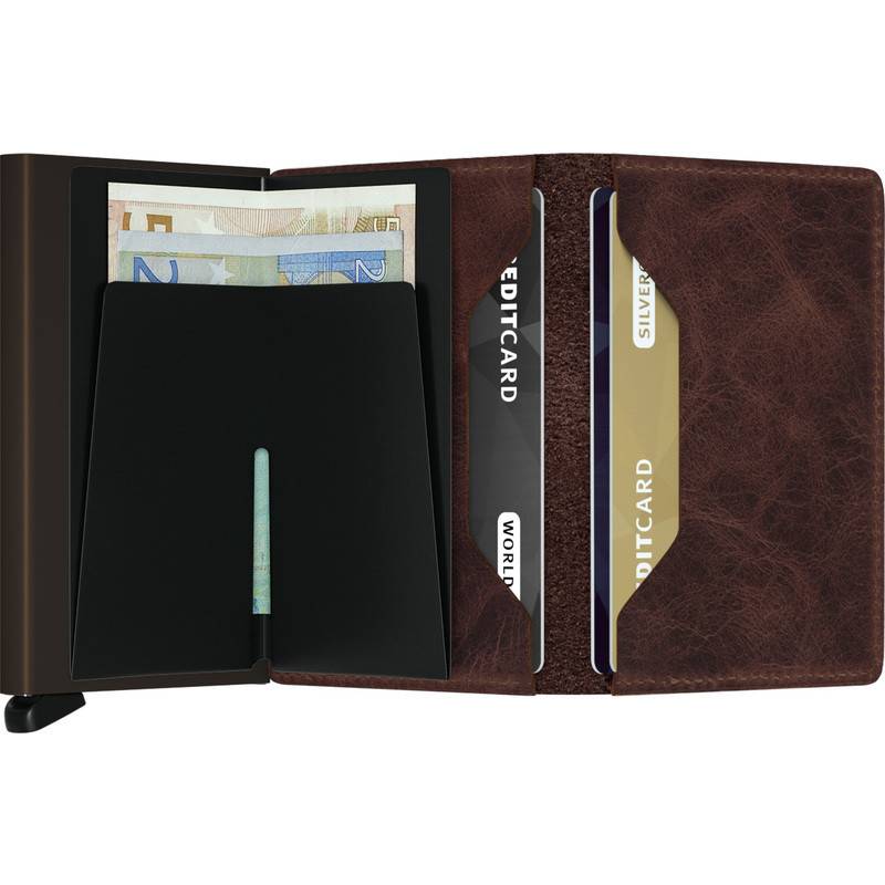 Secrid Secrid Slim Wallet Vintage Chocolate leren uitschuifbare pasjeshouder portemonnee