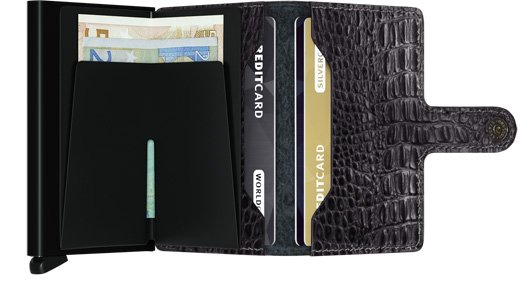 Secrid Secrid Mini Wallet Nile Black leren uitschuifbare pasjeshouder