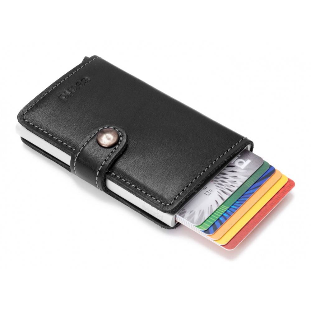 Secrid Secrid Mini Wallet Card Protector zwart leren uitschuifbare pasjeshouder