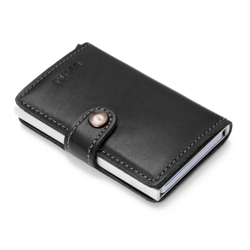 Secrid Secrid Mini Wallet Card Protector zwart leren uitschuifbare pasjeshouder