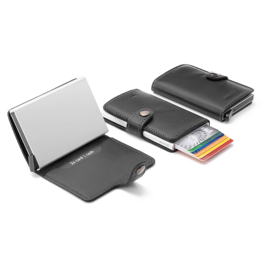 Secrid Secrid Mini Wallet Card Protector zwart leren uitschuifbare pasjeshouder