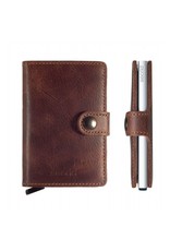 Secrid Secrid Mini Wallet Card Protector Vintage bruin leren uitschuifbare pasjeshouder