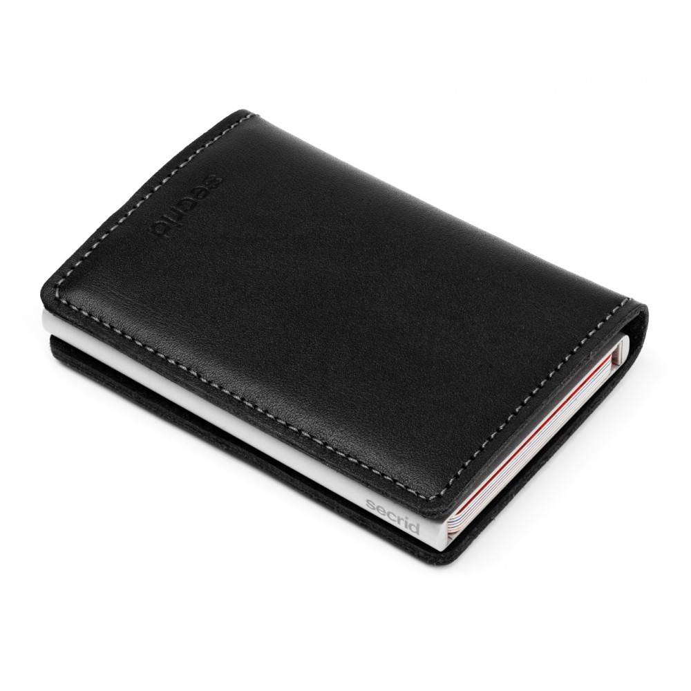 Secrid Secrid Slim Wallet Card Protector Black leren uitschuifbare pasjeshouder