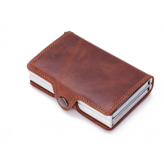 Secrid Secrid Twin Wallet Card Protector Vintage bruin leren uitschuifbare pasjes bescherming portemonnee