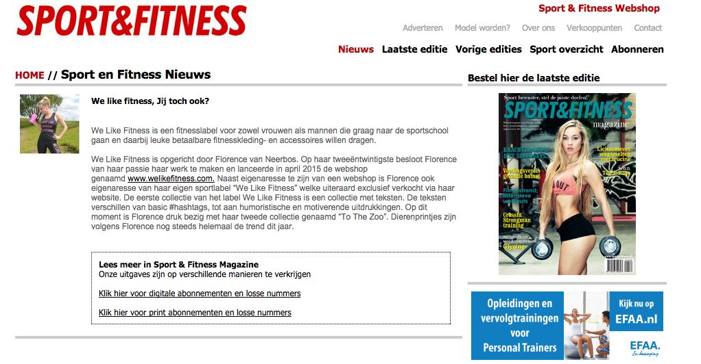 Persbericht - Sport & Fitness Website