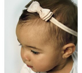 Your Little Miss Baby haarbandje met dubbele strik - Champagne colored Your Little Miss Baby haarbandje met dubbele strik - Champagne colored