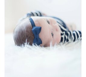 Your Little Miss Baby haarbandje met dubbele strik Amy - Dark blue