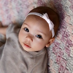 Your Little Miss Newborn baby haarbandje met kanten strik - Light pink
