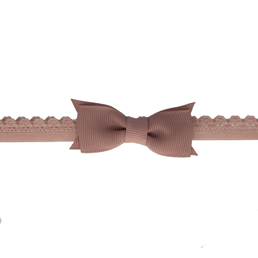 Your Little Miss Newborn baby haarbandje met kanten strik - Antique mauve
