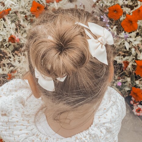 Your Little Miss Haarspeldjes met twist en linten strik - cream Your Little Miss Haarspeldjes met twist en linten strik - cream