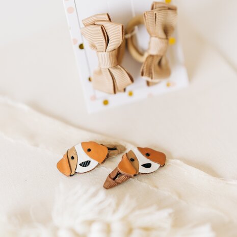Your Little Miss Baby haarspeldjes met twist en linten strik June - cute dog