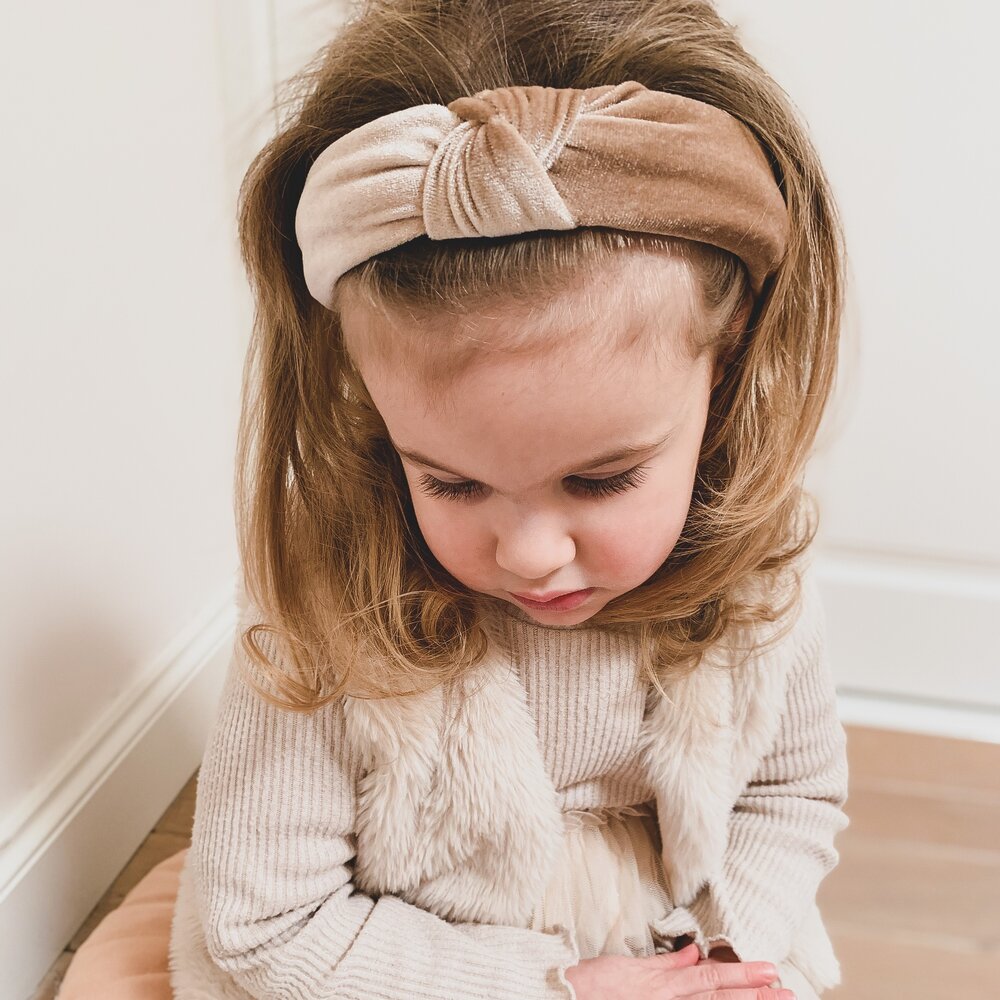 Your Little Miss Brede diadeem met knoop  - brown velvet