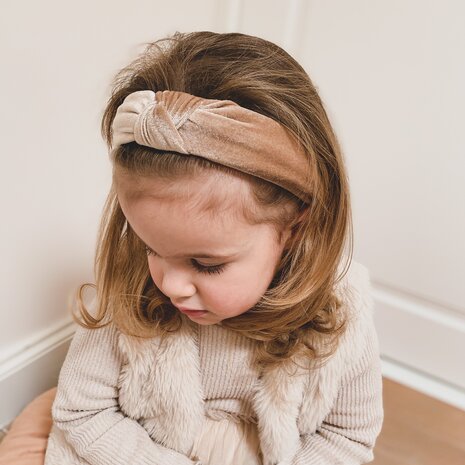Your Little Miss Brede diadeem met knoop  - brown velvet