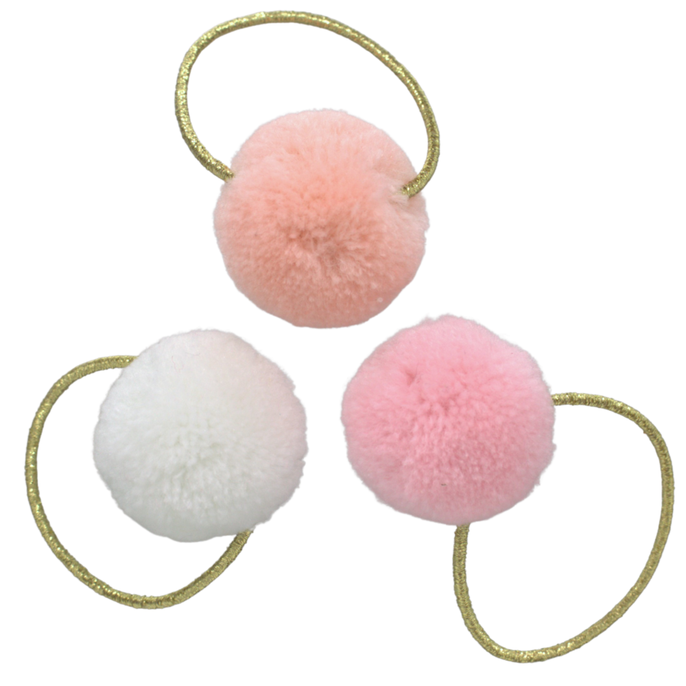 Your Little Miss Basic haarelastiekjes met pompoms kate - blossom