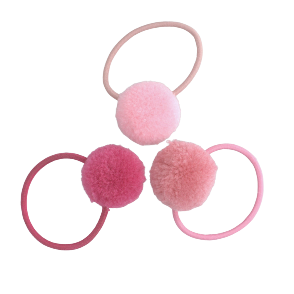 Your Little Miss Basic mini haarelastiekjes met pompoms Kate - candy Your Little Miss Basic mini haarelastiekjes met pompoms Kate - candy