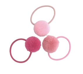 Your Little Miss Basic mini haarelastiekjes met pompoms  - candy Your Little Miss Basic mini haarelastiekjes met pompoms  - candy