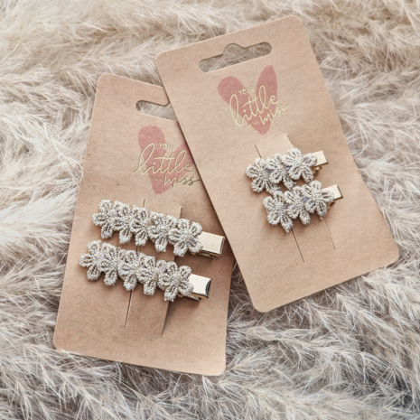 Your Little Miss Haarspeldjes met bloemen Nina - Gold flowers