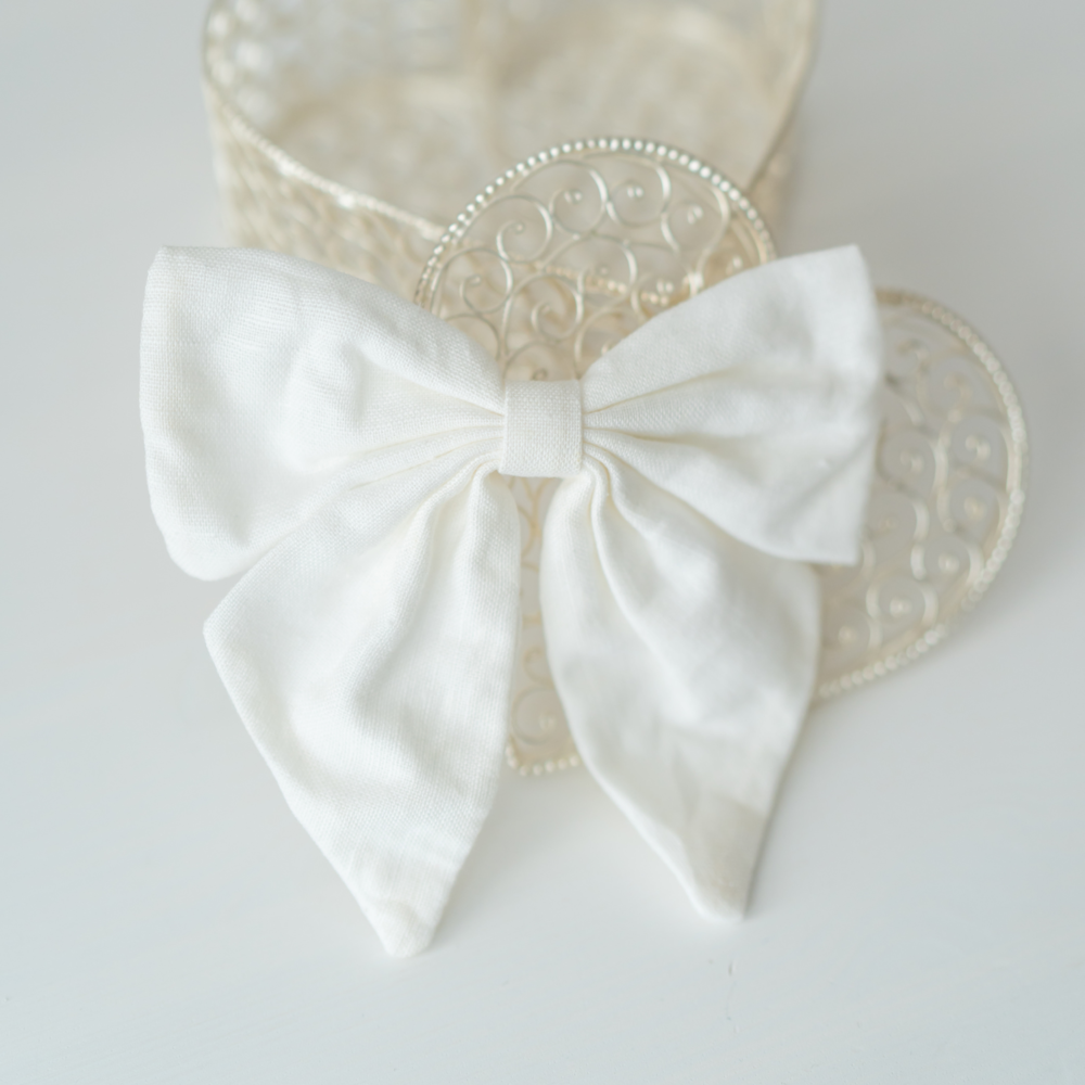 Your Little Miss Haarspeld met grote strik Marly - White linen