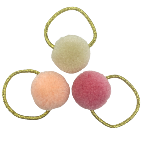 Your Little Miss Basic mini haarelastiekjes met pompoms Kate - Pink sands Your Little Miss Basic mini haarelastiekjes met pompoms Kate - Pink sands