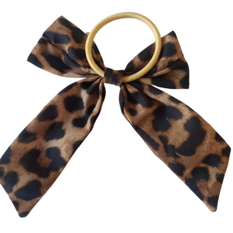 Your Little Miss Haarelastiek met grote strik Lily - leopard love Your Little Miss Haarelastiek met grote strik Lily - leopard love
